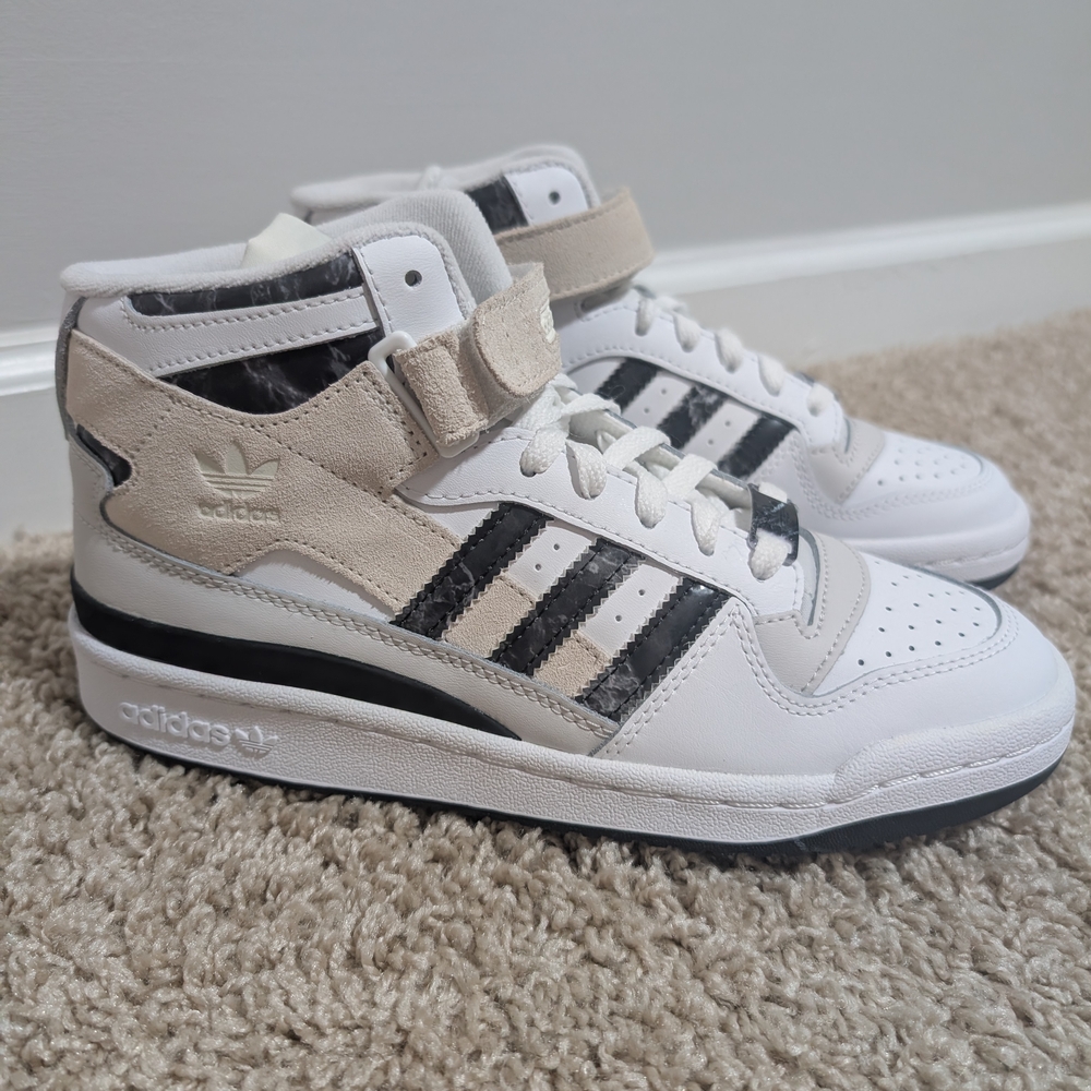 Adidas Kids High-Top Sneakers - White, Black, and Tan